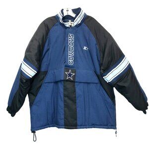 NFL PRO Dallas Cowboys Men XL/TG Starter Jacket Lined Pullover Navy Chest Pocket